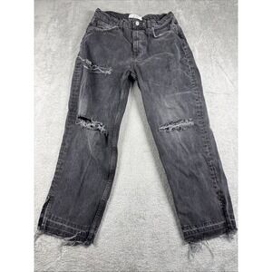 Free People We The Free Jeans Straight Leg Black Distressed Destroyed Womens 25